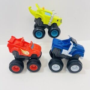 Blaze & the Monster Machines Slam Go Truck Plastic Car Blaze Zeg Crusher Lot 3